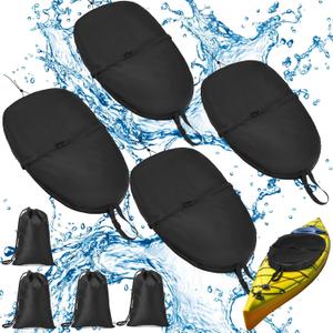 Kayak Cockpit Cover with Adjustable Fixing Strap, 420D Waterproof UV Dust Resistant Oxford Finishing Boat Canoe Seat Cover Protector Accessory for Outdoor Storage,4 Sizes