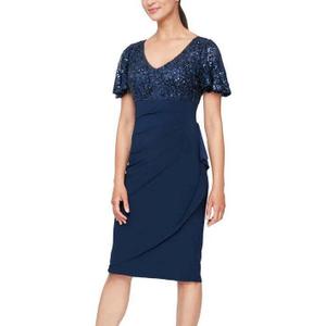 Alex Evenings Women's Knee Length V Neck Cocktail, Mother of The Bride Dress (Petite & Regular Sizes) 10p