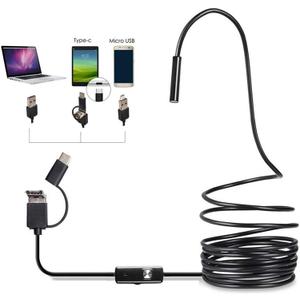 3 in 1 Endoscope Inspection Camera Borescope HD Camera Waterproof Snake Pipe Drain with 6 Adjustable Led Light Snake Cable USB Adapter for Android Phone Tablet Device(Size:2 M)