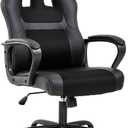 BestOffice Office Chair PC Gaming Chair Cheap Desk Chair Ergonomic PU Leather Executive Computer Chair Lumbar Support for Women, Men (Black), 18.1"D x 19.3"W x 45.6"H