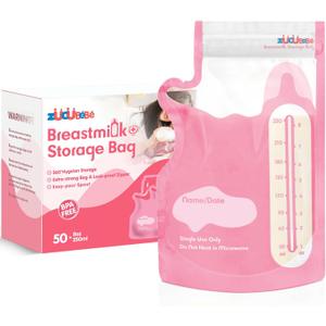 Breastmilk Storage Bags(50 Count)8oz Milk Storage Bags for BreastfeedingBPA Free with Easy Pour Spout, Self Standing, for Refrigeration and Freezing Red