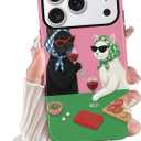 Aesthetic Cases for iPhone 17 Pro Max, Hard Hybrid 2-Layer Design, Shockproof Protective Phone Cover for Women, Candlelight Dinner Cat