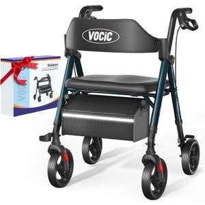 Walkers for Seniors, Z21 Rollator Walker with Seat Supports 350lb, 8" Big Wheels for All Terrain, Ergonomic Arc Seat & 6" Ultra Backrest Foldable Walker, Dual Height Adjustment, Lightweight 2025 (Green)