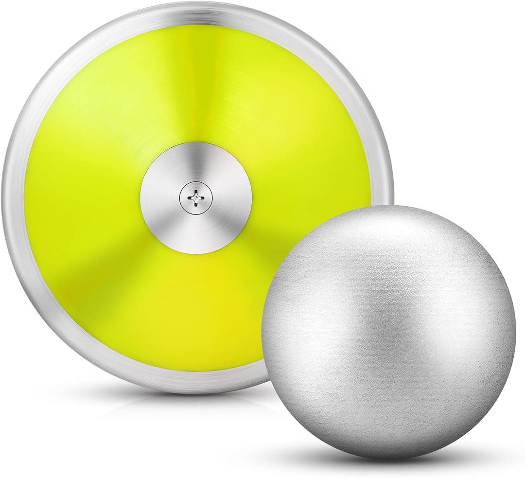Silipull 2 Pcs Iron Shot Put Ball and Throwing Discus Set 1 kg Training Discus 8 lb Shot Put Track and Field Training Equipment for Boys Girls Beginners School Throwers Outdoor Practice