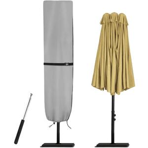 Parasol Cover - 600D Waterproof Outdoor Umbrella for Patio With Sturdy Zipper, Anti-UV Cover Fits for Double-Sided 15 Ft Umbrella (2-Grey)
