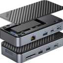 ORICO 9-in-1 USB C Hub with M.2 NVMe SSD Enclosure 10Gbps, Tool Free Hub Docking Station Adapter with Built-in Fan, Gigabit Ethernet, 100W PD, SD/TF, Type C & USB A for Laptop MacBook Mac mini -M2P7