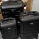 SHOWKOO Luggage Sets Expandable PC+ABS Durable Suitcase Double Wheels TSA Lock Black (20in/24in/28in)