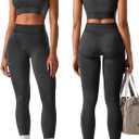 OLCHEE Womens Workout Sets 2 Piece Seamless Square Neck Sports Bra Padded Butt Lifting Leggings High Waist Yoga Gym Outfits (Small, Black)