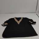 Vidifid Women 3/4 Sleeve Tunic Tops Casual Lace Trim V Neck Eyelet Dressy Ladies Blouses Summer Spring T Shirts(Black,XL)