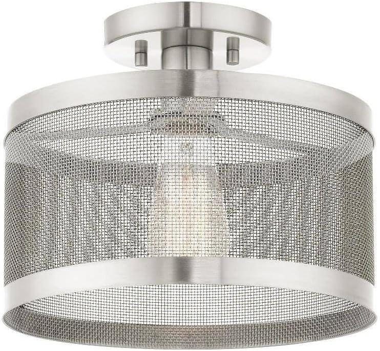 Livex Lighting 1 Light Brushed Nickel Semi Flush Mount