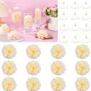 24 Pcs Floating Candles for Centerpieces and Floating Flowers for Centerpieces Champagne Artificial Flowers Vase Fillers for Wedding Table Party Home Decoration