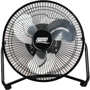 Seasons Comfort 9 Inch High Velocity Fan, Black, 3 Speeds, 360 Degree Tilt, Carry Handle, 30 W - Heavy Duty Metal Industrial Floor Fan for Home, Office & Worksite