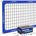 Professional Volleyball Net,Official Size 323.3FT,Equipped with Double Steel Cables with 3.3FT Double Side Bars,Portable Volleyball Net for Backyard,School,Courts(PRO) (Blue)