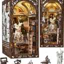 MiniCity DIY Book Nook Kit, Miniature Dollhouse Kit, Book Nook Kits for Adults Gift, Booknook Bookend Bookshelf & Home Decor with LED Light (Bernini's Workshop)