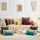 GAWAMAY Decorative Square Throw Pillow Covers 22x22 Inch Set of 2, Super Soft Chenille Pillows Farmhouse Fall Pillowcase for Living Room Bedroom Sofa Couch Cushion Cover Brown 55x55cm (No Inserts)