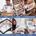 Magnifying Glass w/Light for Seniors Elderly Reading Full Page Diamond Painting, Large Rectangular Lighted Magnifier w/Dimmable LED Desktop Lamp, Hands Free Magnifier for Crafts Arts Sewing Close Work