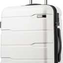 Coolife Luggage Expandable(only 28") Suitcase PC+ABS Spinner Built-In TSA lock 20in 24in 28in Carry on (white, S(20in_carry on))