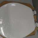 CHURCH Toilet Seat, Easy Clean Hinges Release for Deep Cleans, Durable Enameled Wood Seat, Round, White