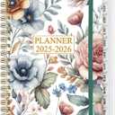 Planner 2025-2026 - Weekly & Monthly Planner from July 2025 to June 2026, Agenda 2025 2026 with Inner Pocket, Elastic Band, 6.4" x 8.5", Colorful Large Flower