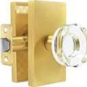 Passage Glass Door Knobs Interior Satin Brass Gold Crystal Door Knobs for Hall/Closet