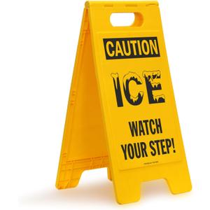 SmartSign "Caution - Ice, Watch Your Step!" Folding Floor Sign | 25" x 12" Plastic