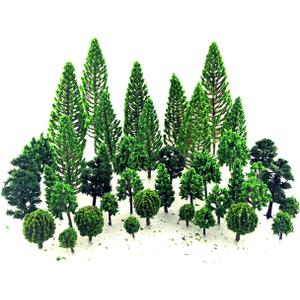 SaktopDeco 40 PCS Miniature Trees Bushes Model Trees Diorama Trees Woodland Scenic Train Scenery Railroad Architecture Fake Trees