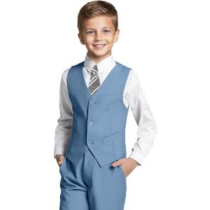 Boys' Formal Suit Set Slim Fit Kids Formal Suits Toddler Tuxedo Wedding Prom Classic Outfit for Teen (Blue, S)