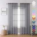 Lecloud Charcoal Grey Sheer Curtains 84 Inches Long 2 Panels, Voile Airy Light Filtering Curtains for Living Room Bedroom, Dual Rod Pocket Sheer Window Treatments Drapes, Each Panel 40" W x 84" L, Gray