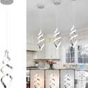 Modern Led Pendant Light Fixture, 15W Chrome Spiral Led Chandelier Hanging Lamp, 3000K-6000K, Dimmable Pendant Lamp, Adjustable Height Pendant Light for Kitchen Island Dining Room Bedroom Cafe