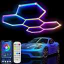 25-Pack RGB Hexagon LED Garage Lights,5 Hexagon Lights with Multi-Color, Dimmable&Speed Adjustable RGB Hex Wall Lights, DIY Design for Remote Control & Smart App Control Music Modes