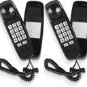 2 Pcs Wall Landline Phone Corded Home Phone with Large Button Loud Volume Visual Ringer Mini Telephone for Bathroom Kitchen Office Hotel, Black
