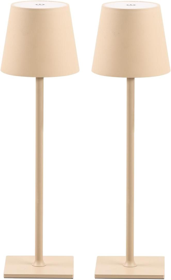 CHLORANTHUS 2 Pack Cordless Table Lamps, 3 Colors Stepless Dimming, 5000mAh Rechargeable Battery LED Desk Lamp for Bedroom/Couple Dinner/Desk/Cafe/Dining Room/Terrace