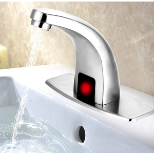 Derpeas Automatic Sensor Touchless Bathroom Sink Faucet, Electronic Automatic Sensor Touchless Sink Hands, Motion Activated, Battery Powered