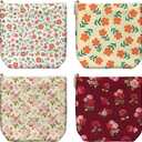 peacoblue Flowers Branch Small Corduroy Cosmetic Makeup Bag Set of 4 for Women with Zipper, Cute Mini Travel Pouch, Portable Cosmetic Toiletry Bag Pouches for Organizing Purse
