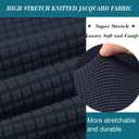 HFCNMY Stretch Square Ottoman Cover - Knitted Jacquard Ottoman Slipcover - Washable - Blue Large (35"D x 31"W x 14"H)