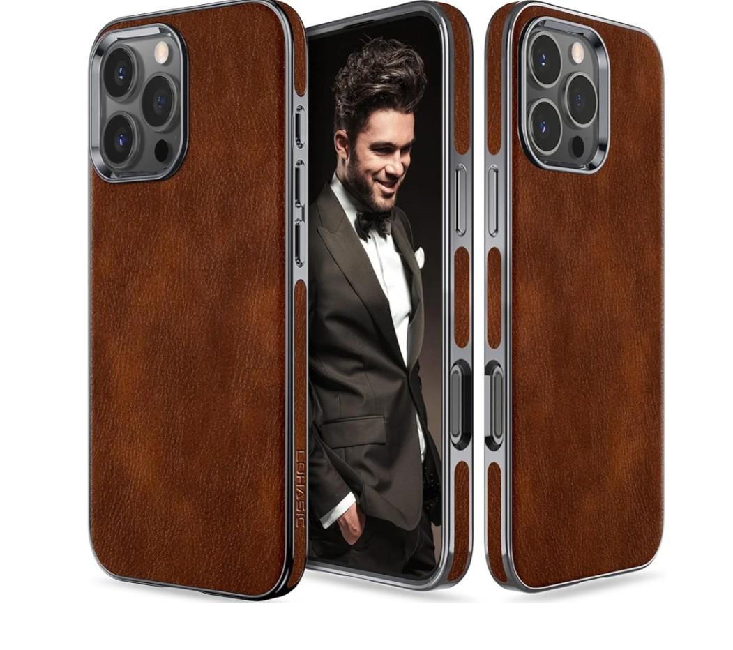 LOHASIC for iPhone 16 Pro Case, Luxury Business Leather Slim Classic Protective Phone Back Cover Cases for iPhone 16 Pro 6.3 inch 2024 New Released, Brown