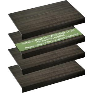 4 PCS Wire Rack Covers for Pantry Wood Grain, 24''W * 16''D (Ready to Use) Faux Wood Shelf Covers for Wire Shelving, Rustic Closet Shelves Covering Toppers - Bathroom, Kitchen,(Dark)