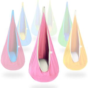 OUTREE Kids Pod Swing Seat, Cotton Child Hammock Swing Chair,Sensory Swing for Indoor and Outdoor Use, Pink
