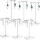 Kigeli 6 Pack Metal T Bar Earring Display Stand Retail Earring Display Holder Detachable Metal Earring Display Storage Rack Jewelry Photography Prop, Square Base, Height 4.3" and 5.1" (Silver)