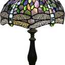 Tiffany Table Lamp Blue Dragonfly Stained Glass Table Lamps for Bedroom 12X12X19Inch 3 Way Color Temperatures Bedside Nightstand Home Office Desk Lamp Reading Lights with E26 LED Bulb