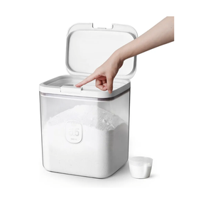 LivLab Mker Laundry Detergent Dispenser with One-Press Lid,Clear PET Powder container with Measuring Cup, Pods container 5.5L/12Lbs/200oz(270 Pods)