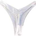 YELAIVP Women's Ruched Back Bikini Bottoms High Cut Bathing Suit Bottoms Cheeky Thong Swimsuit Bottom (886_white, Small)