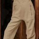 Ebifin Women's Fleece Warm Overalls Winter Loose Casual Jumpsuits with Pockets (X-Large, Khaki)