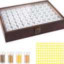 60 Slots Seed Storage Organizer with 96pcs Labels, Wooden Seed Saving Box with Lid and Metal Safety Lock, Garden Seed Organizer for Flowers Plants Vegetables, Brown