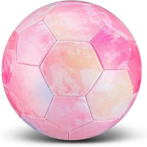 HyDren Kids Size 3 Soccer Ball with Pump Official Cute Cartoon Toddler Soccer Durable Outdoor Indoor Sports Football Game Charity Gift for Kids Boys Girls 4 to 6(Glitter Pink)