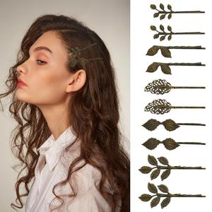 10 Pcs Leaf Hair Clips Vintage Bronze Leaves Decorative Hair Bobby Pins Bride Hair Accessories for Women