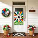 Welcome Soccer World Cup House Flag Large 28X40 Inch Big Vertical Double Sided Yard Outdoor Outside Game Day Soccer Holiday Decoration