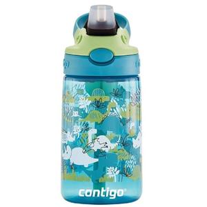 Contigo Aubrey Kids Water Bottle, 1-Pack, 14oz, Dinos & Sharks, Spill-Proof Lid, Dishwasher Safe, Blue & Green Pack1