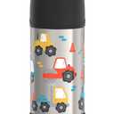 THERMOS FUNTAINER Water Bottle with Straw - 12 Ounce, Construction Site - Kids Stainless Steel Vacuum Insulated Water Bottle with Lid