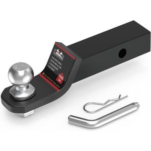 2 Inch Ball Trailer Hitch 2 in Drop Receiver Hitch with 2 in Shank & Hitch Pin for Truck Towing Ball Mount, 7,250 LBS GTW, Black